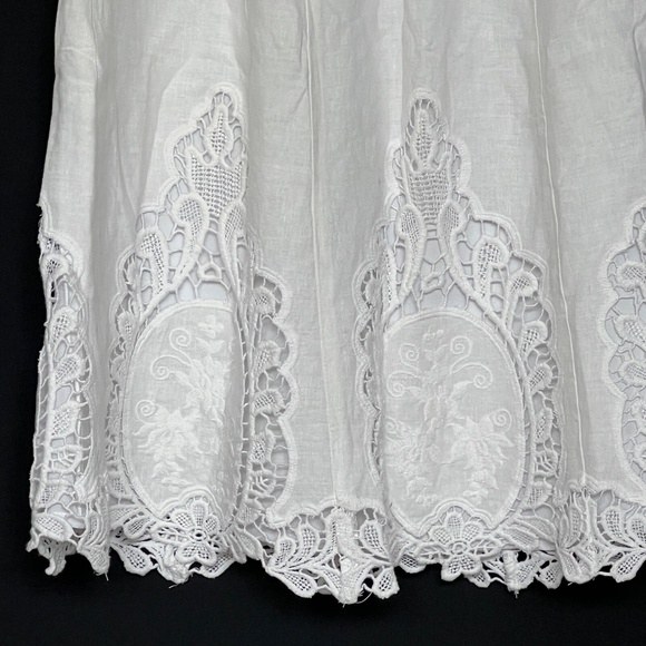 Lucy & Laurel Skirt Linen Blend Coastal Cowgirl Cut Out Lace Hem White Size 6 - Picture 2 of 8